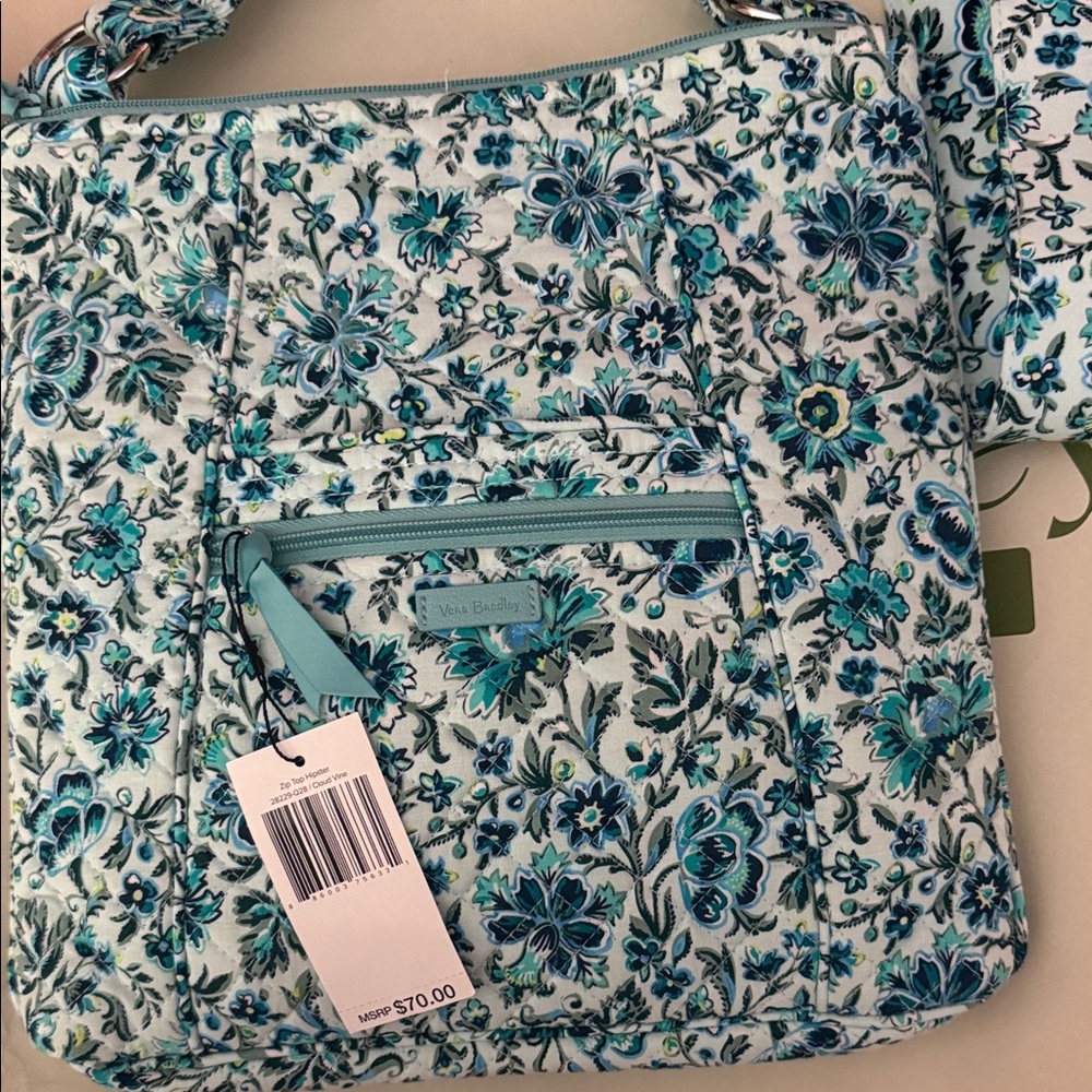 Vera Bradley zip, top hipster, cloud vine Crossbody Bag